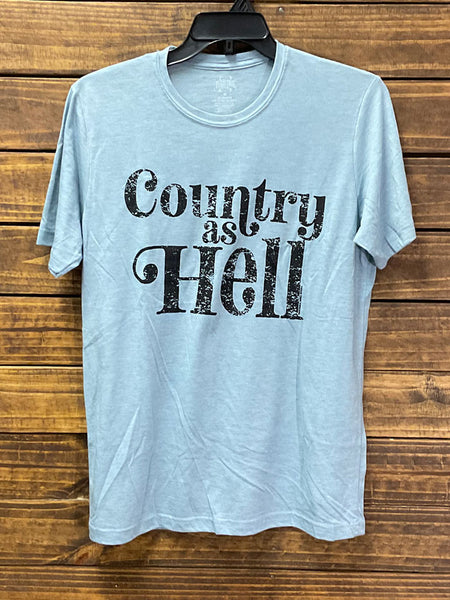 Texas True 6200 Country As Hell T-Shirt Stonewash Denim front view. If you need any assistance with this item or the purchase of this item please call us at five six one seven four eight eight eight zero one Monday through Saturday 10:00a.m EST to 8:00 p.m EST