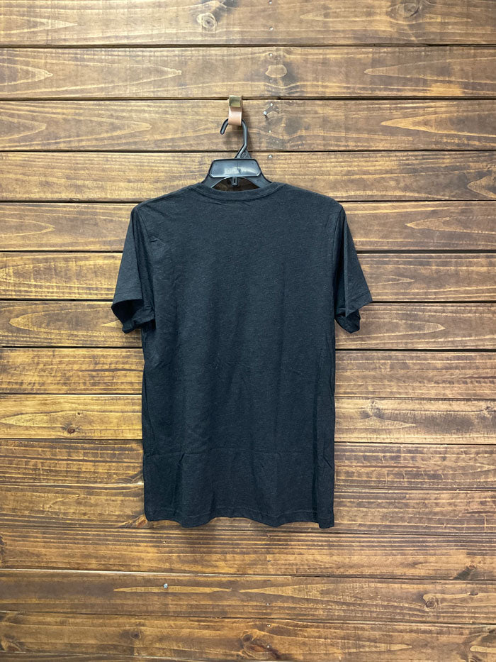 Texas True 3413 Una Mas Cerveza T-Shirt Charcoal Black front view. If you need any assistance with this item or the purchase of this item please call us at five six one seven four eight eight eight zero one Monday through Saturday 10:00a.m EST to 8:00 p.m EST