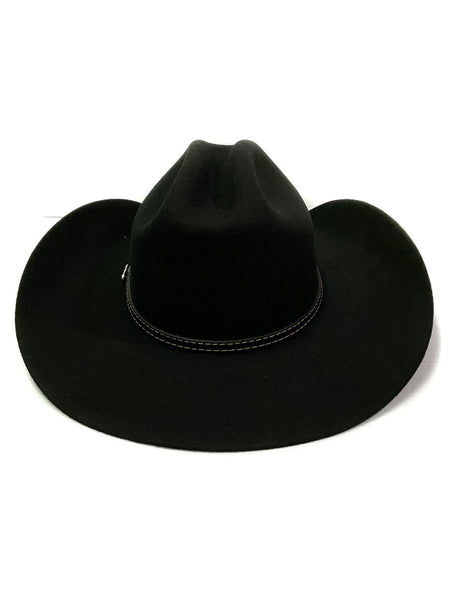 Justin JF0242BKJR40 Youth 2X Blackhills Felt Hat Black back view. If you need any assistance with this item or the purchase of this item please call us at five six one seven four eight eight eight zero one Monday through Saturday 10:00a.m EST to 8:00 p.m EST