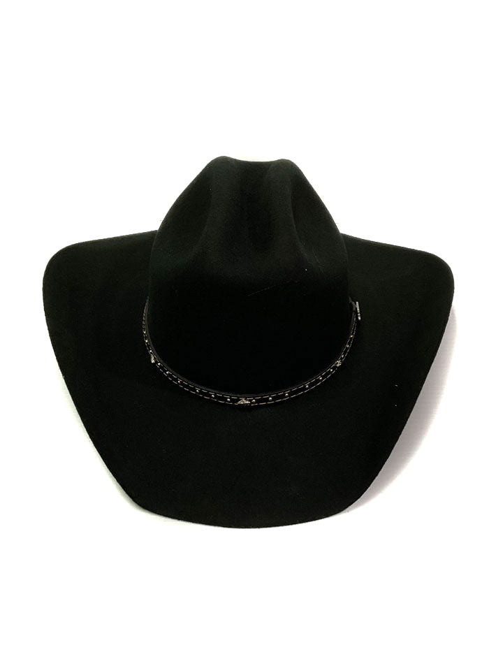 Justin JF0242BKJR40 Youth 2X Blackhills Felt Hat Black side / front view. If you need any assistance with this item or the purchase of this item please call us at five six one seven four eight eight eight zero one Monday through Saturday 10:00a.m EST to 8:00 p.m EST