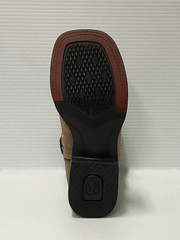 Roper 09-018-0912-2567 Kids Patriotism Tan Oiled Leather Vamp Boot Brown sole view. If you need any assistance with this item or the purchase of this item please call us at five six one seven four eight eight eight zero one Monday through Saturday 10:00a.m EST to 8:00 p.m EST