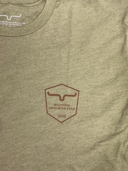 Kimes Ranch SHIELDED TRUCKER Mens Short Sleeve Tee Military Green front graphic close up