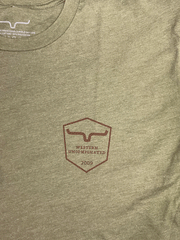 Kimes Ranch SHIELDED TRUCKER Mens Short Sleeve Tee Military Green front graphic close up