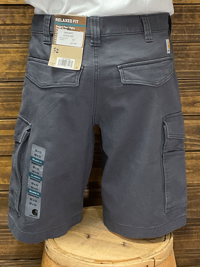 Carhartt 103542-029 Mens Rugged Flex® Relaxed Fit Canvas Cargo Work Short Shadow front view. If you need any assistance with this item or the purchase of this item please call us at five six one seven four eight eight eight zero one Monday through Saturday 10:00a.m EST to 8:00 p.m EST