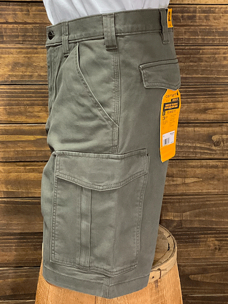 Carhartt 103542-217 Mens Rugged Flex® Relaxed Fit Canvas Cargo Work Short Tarmac left side view. If you need any assistance with this item or the purchase of this item please call us at five six one seven four eight eight eight zero one Monday through Saturday 10:00a.m EST to 8:00 p.m EST