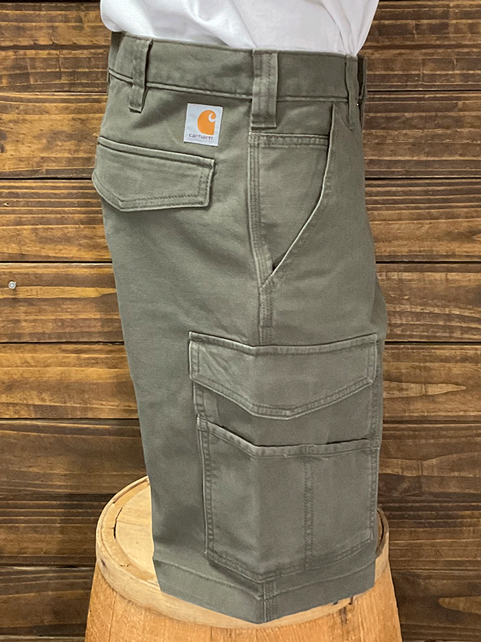 Carhartt 103542-217 Mens Rugged Flex® Relaxed Fit Canvas Cargo Work Short Tarmac front view. If you need any assistance with this item or the purchase of this item please call us at five six one seven four eight eight eight zero one Monday through Saturday 10:00a.m EST to 8:00 p.m EST