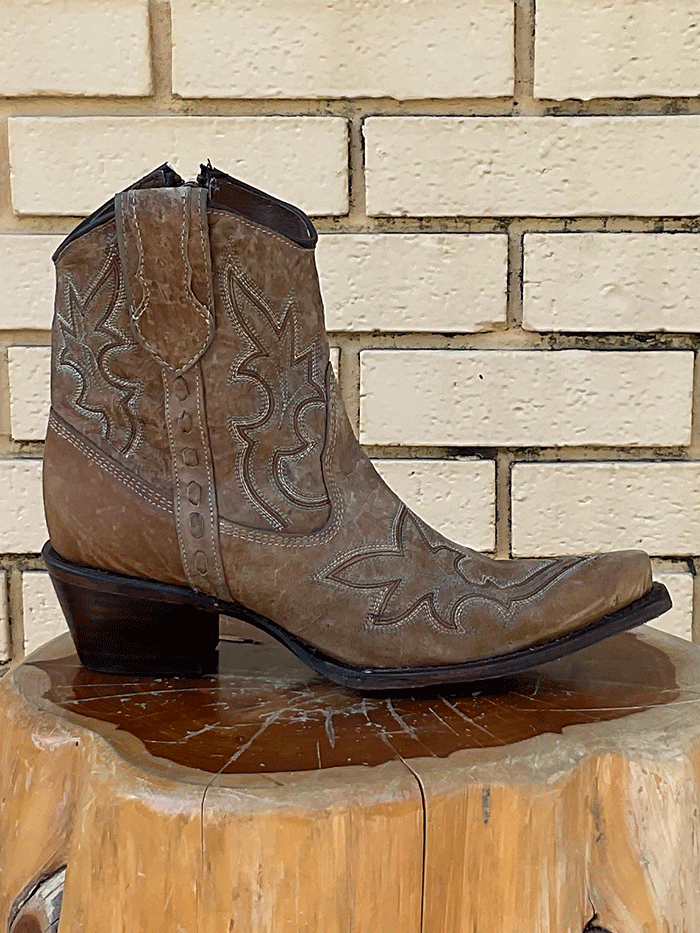 Circle G L5915 Ladies Embroidery & Zipper Ankle Boot Orix front-side view. If you need any assistance with this item or the purchase of this item please call us at five six one seven four eight eight eight zero one Monday through Saturday 10:00a.m EST to 8:00 p.m EST