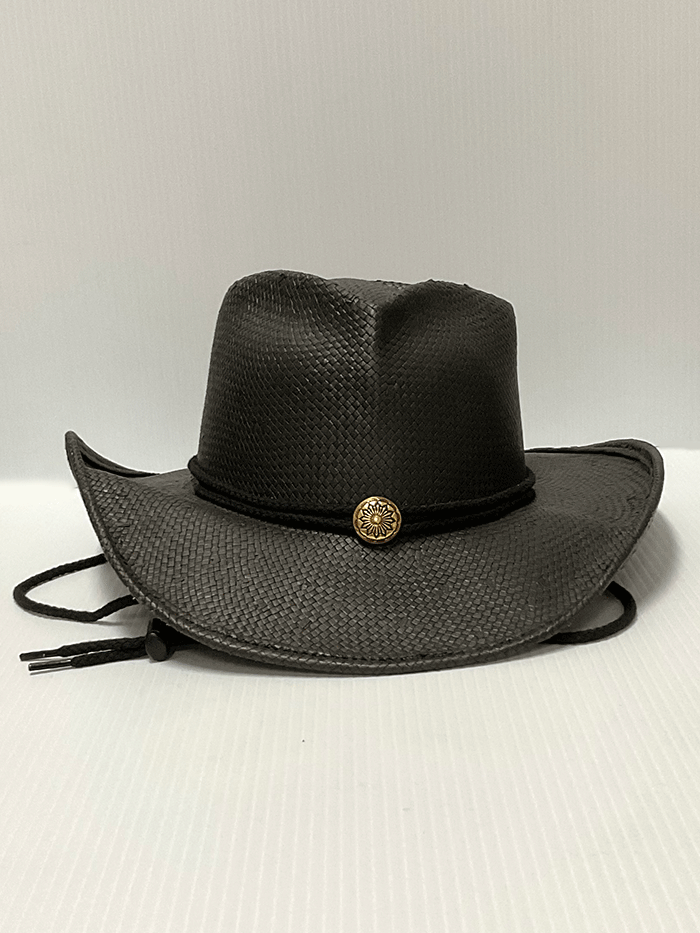 Shady Brady JULIA Runaway Bride Non-Vented Straw Hat Dark front and side view. If you need any assistance with this item or the purchase of this item please call us at five six one seven four eight eight eight zero one Monday through Saturday 10:00a.m EST to 8:00 p.m EST