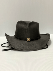 Shady Brady JULIA Runaway Bride Non-Vented Straw Hat Dark front view. If you need any assistance with this item or the purchase of this item please call us at five six one seven four eight eight eight zero one Monday through Saturday 10:00a.m EST to 8:00 p.m EST