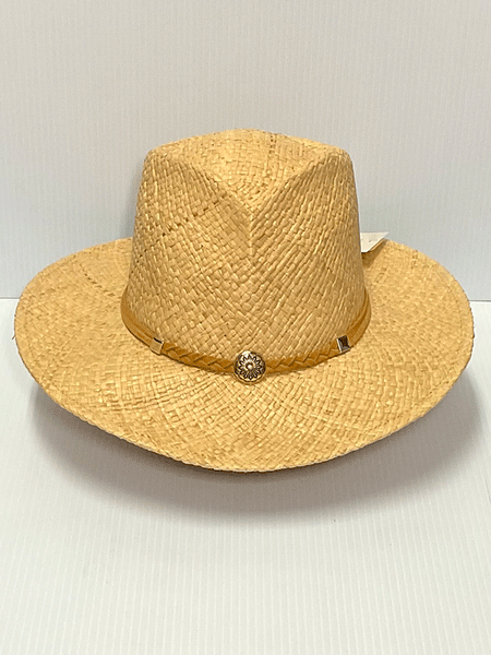 Shady Brady VOYAGER 1AD02S Non-Vented Straw Hat Natural front view. If you need any assistance with this item or the purchase of this item please call us at five six one seven four eight eight eight zero one Monday through Saturday 10:00a.m EST to 8:00 p.m EST