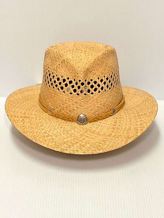 Shady Brady VOYAGER 1AD02V Vented Straw Hat Natural front view. If you need any assistance with this item or the purchase of this item please call us at five six one seven four eight eight eight zero one Monday through Saturday 10:00a.m EST to 8:00 p.m EST