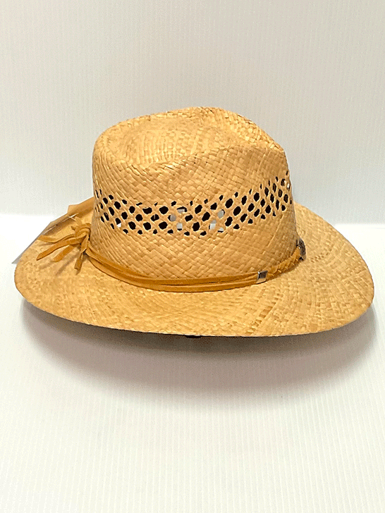 Shady Brady VOYAGER 1AD02V Vented Straw Hat Natural side view. If you need any assistance with this item or the purchase of this item please call us at five six one seven four eight eight eight zero one Monday through Saturday 10:00a.m EST to 8:00 p.m EST