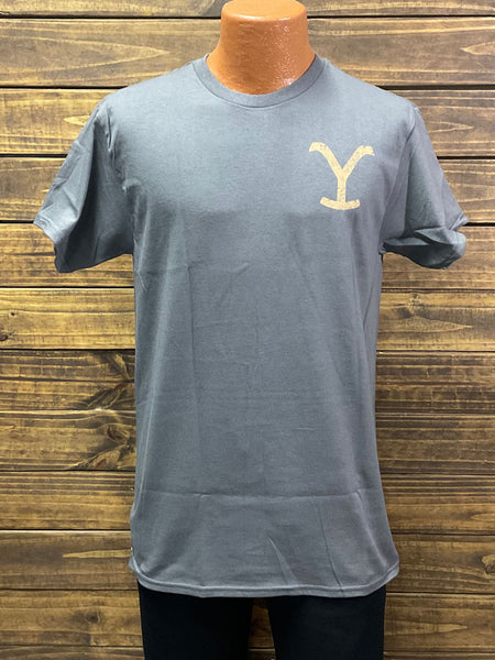 Changes 66-331-183 Mens Yellowstone Cattle Skull T-Shirt Charcoal front view. If you need any assistance with this item or the purchase of this item please call us at five six one seven four eight eight eight zero one Monday through Saturday 10:00a.m EST to 8:00 p.m EST