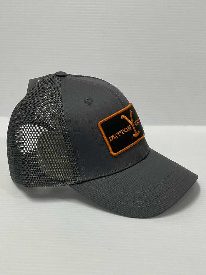 Changes 66-656-139 Mens Yellowstone Dutton Ranch Logo Patch Cap Grey front view. If you need any assistance with this item or the purchase of this item please call us at five six one seven four eight eight eight zero one Monday through Saturday 10:00a.m EST to 8:00 p.m EST