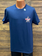 Changes 15-331-18 Mens PBR Skull America T-Shirt Navy Blue front view. If you need any assistance with this item or the purchase of this item please call us at five six one seven four eight eight eight zero one Monday through Saturday 10:00a.m EST to 8:00 p.m EST