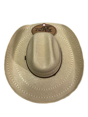 Justin JS4830HUTS HUTSON Bent Rail Straw Cowboy Hat Ivory top view. If you need any assistance with this item or the purchase of this item please call us at five six one seven four eight eight eight zero one Monday through Saturday 10:00a.m EST to 8:00 p.m EST
