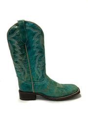 Circle G L5750 Ladies Embroidery Rubber Sole Boot Turquoise side view. If you need any assistance with this item or the purchase of this item please call us at five six one seven four eight eight eight zero one Monday through Saturday 10:00a.m EST to 8:00 p.m EST