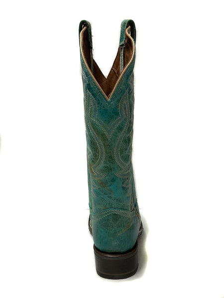 Circle G L5750 Ladies Embroidery Rubber Sole Boot Turquoise back view. If you need any assistance with this item or the purchase of this item please call us at five six one seven four eight eight eight zero one Monday through Saturday 10:00a.m EST to 8:00 p.m EST
