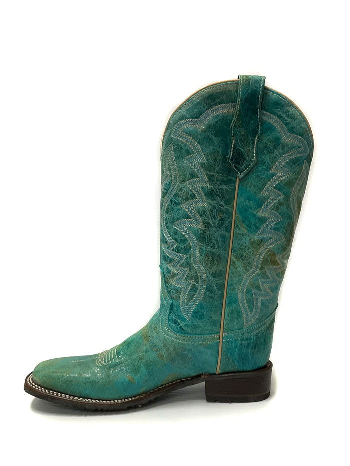 Circle G L5750 Ladies Embroidery Rubber Sole Boot Turquoise front side view. If you need any assistance with this item or the purchase of this item please call us at five six one seven four eight eight eight zero one Monday through Saturday 10:00a.m EST to 8:00 p.m EST