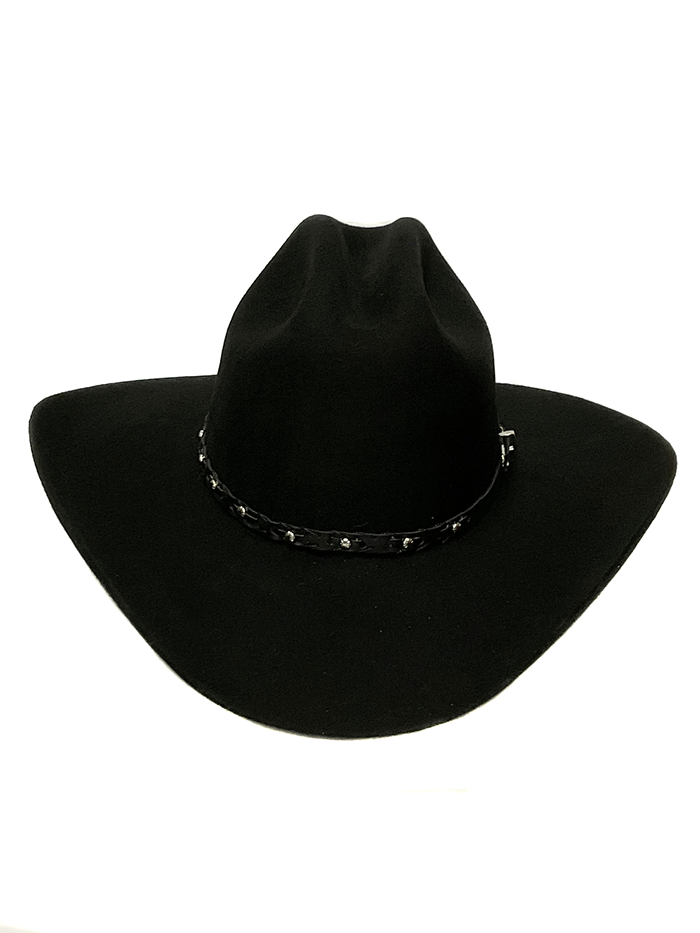 Bullhide 0397BL "Pistol Pete" 6x Premium Wool Hat Black front and side view. If you need any assistance with this item or the purchase of this item please call us at five six one seven four eight eight eight zero one Monday through Saturday 10:00a.m EST to 8:00 p.m EST