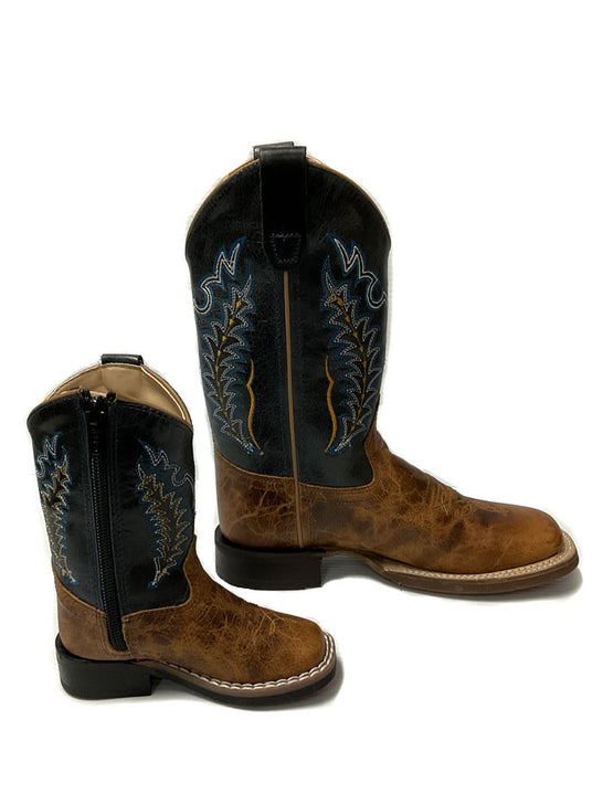 Old West 1960 Kids Western Boot Brown side view kids and youth. If you need any assistance with this item or the purchase of this item please call us at five six one seven four eight eight eight zero one Monday through Saturday 10:00a.m EST to 8:00 p.m EST