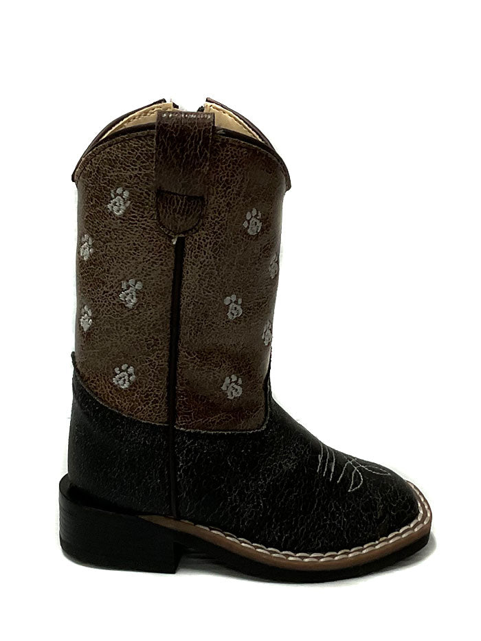 Old West VB1076 Kids Western Boot Black front side view. If you need any assistance with this item or the purchase of this item please call us at five six one seven four eight eight eight zero one Monday through Saturday 10:00a.m EST to 8:00 p.m EST