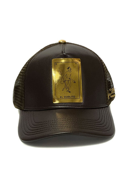 Larry Mahan MCBCLDGD El Diablito Gold Mesh Back Cap Brown front view. If you need any assistance with this item or the purchase of this item please call us at five six one seven four eight eight eight zero one Monday through Saturday 10:00a.m EST to 8:00 p.m EST