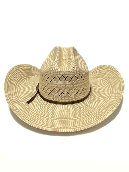Larry Mahan MSL342COWX4414 10X COWBOY Straw Hat Ivory Tan back view. If you need any assistance with this item or the purchase of this item please call us at five six one seven four eight eight eight zero one Monday through Saturday 10:00a.m EST to 8:00 p.m EST.