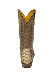 Roper 09-020-6200-8211 Mens Exotic R Toe Peyton Python Boots Tan back view. If you need any assistance with this item or the purchase of this item please call us at five six one seven four eight eight eight zero one Monday through Saturday 10:00a.m EST to 8:00 p.m EST
