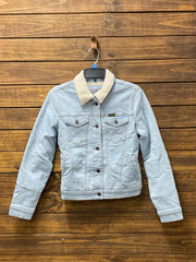 Wrangler 112317322 Retro Outerwear Jacket Denim front view. If you need any assistance with this item or the purchase of this item please call us at five six one seven four eight eight eight zero one Monday through Saturday 10:00a.m EST to 8:00 p.m EST