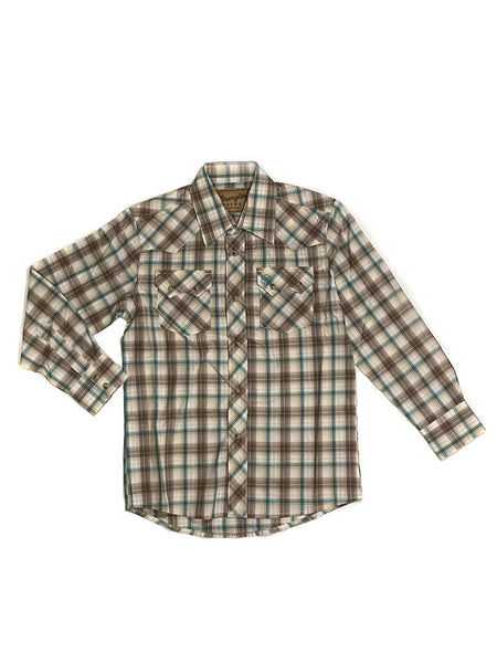 Wrangler 112317126 Kids Retro Shirt Brown front view. If you need any assistance with this item or the purchase of this item please call us at five six one seven four eight eight eight zero one Monday through Saturday 10:00a.m EST to 8:00 p.m EST 