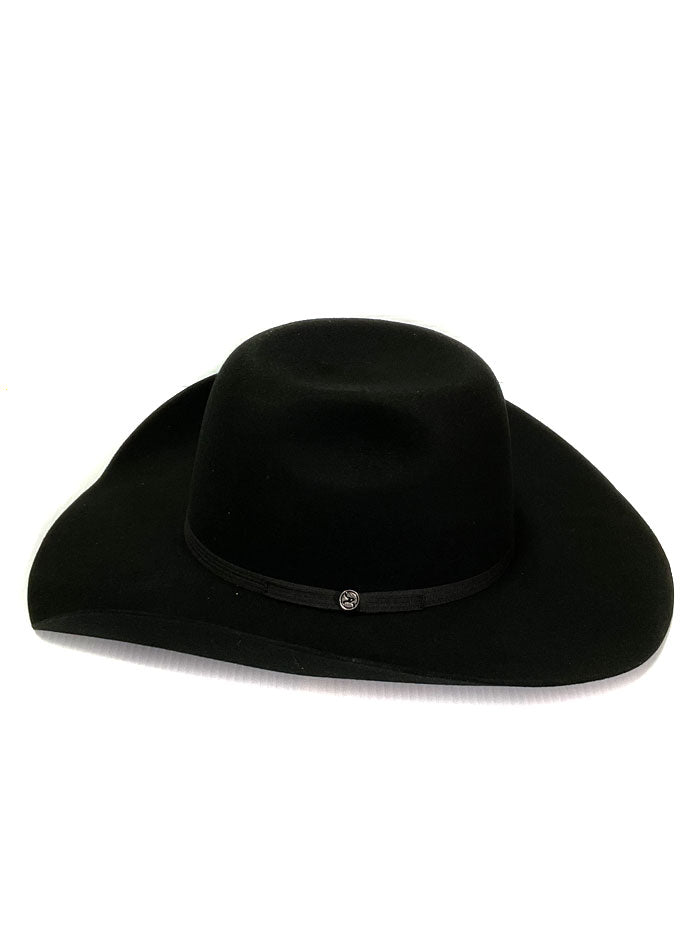 Resistol RWHODM-904207 Hooey Day Money Felt Hat Black side and front view. If you need any assistance with this item or the purchase of this item please call us at five six one seven four eight eight eight zero one Monday through Saturday 10:00a.m EST to 8:00 p.m EST
