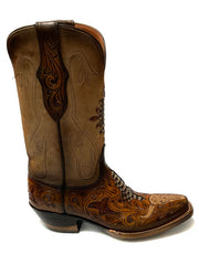 Black Jack HT-1425 Mens Hand Tooled Byson Skull Boot Rust Dyed side view. If you need any assistance with this item or the purchase of this item please call us at five six one seven four eight eight eight zero one Monday through Saturday 10:00a.m EST to 8:00 p.m EST