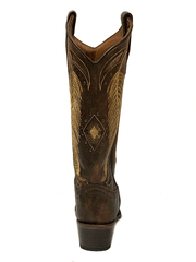 Circle G L5852 Ladies Inlay And Feather Embroidered Boots Brown back view. If you need any assistance with this item or the purchase of this item please call us at five six one seven four eight eight eight zero one Monday through Saturday 10:00a.m EST to 8:00 p.m EST