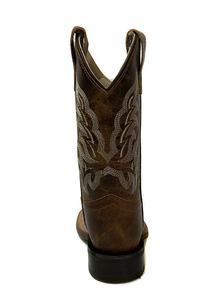 Old West BSC1979 Kids Western Boot Brown back view. If you need any assistance with this item or the purchase of this item please call us at five six one seven four eight eight eight zero one Monday through Saturday 10:00a.m EST to 8:00 p.m EST