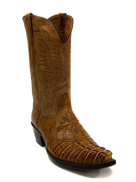 Black Jack BT562 Mens Alligator Tail Goat Boots Burnished Tan side and front view. If you need any assistance with this item or the purchase of this item please call us at five six one seven four eight eight eight zero one Monday through Saturday 10:00a.m EST to 8:00 p.m EST