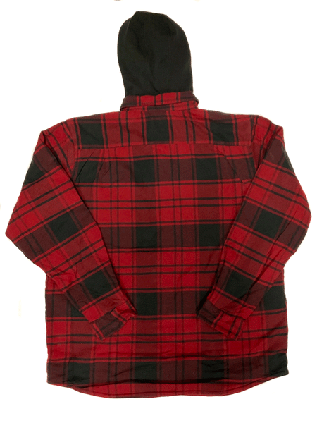 Carhartt 105621-R09 Mens Rugged Flex Flannel Fleece Lined Hooded Shirt Jac Oxblood back view. If you need any assistance with this item or the purchase of this item please call us at five six one seven four eight eight eight zero one Monday through Saturday 10:00a.m EST to 8:00 p.m EST