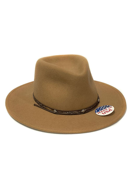 Stetson SWMTVW-813279 Mountain View Wool Hat Sand side and front view. If you need any assistance with this item or the purchase of this item please call us at five six one seven four eight eight eight zero one Monday through Saturday 10:00a.m EST to 8:00 p.m EST
