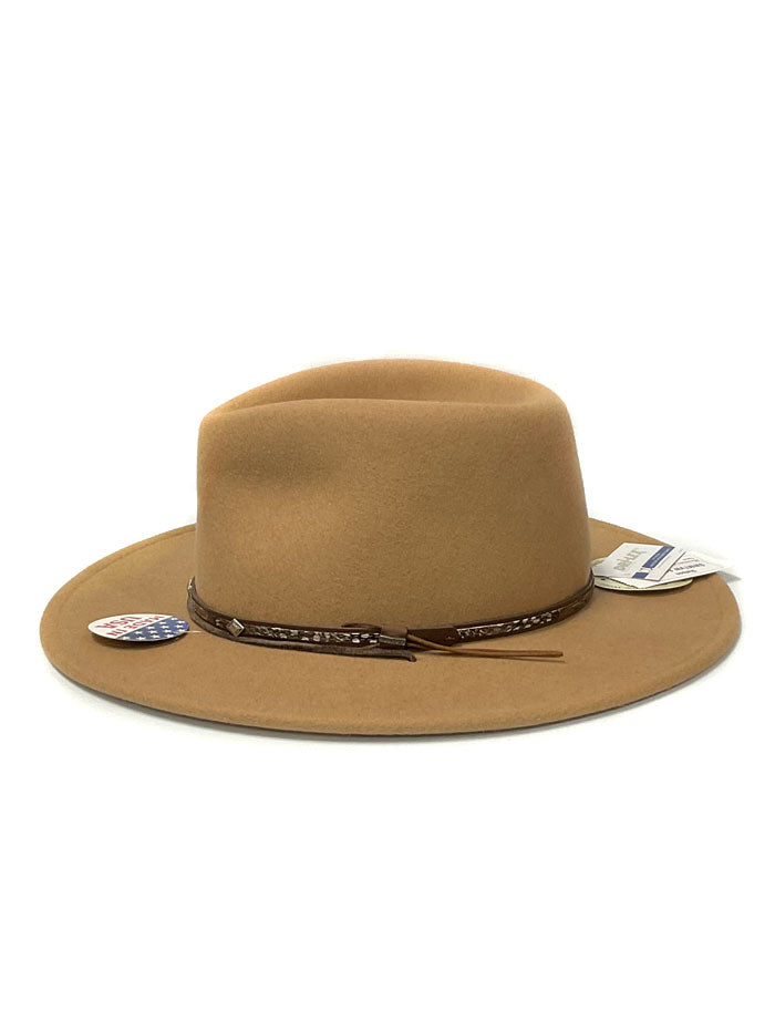 Stetson SWMTVW-813279 Mountain View Wool Hat Sand side and front view. If you need any assistance with this item or the purchase of this item please call us at five six one seven four eight eight eight zero one Monday through Saturday 10:00a.m EST to 8:00 p.m EST