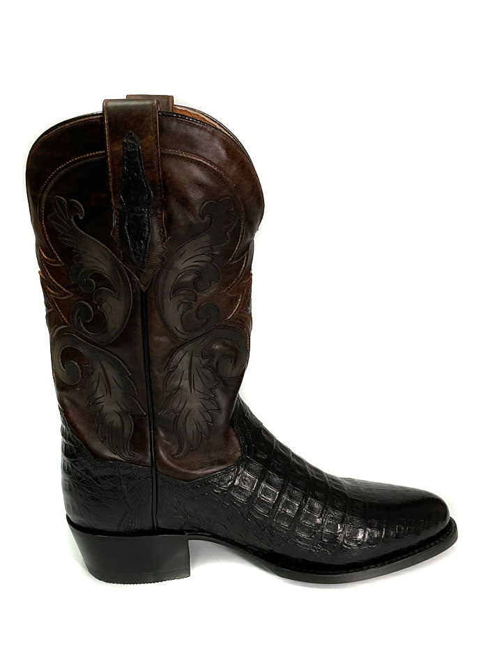 Dan Post DP3070 Mens Socrates Caiman Boot Black side and front view. If you need any assistance with this item or the purchase of this item please call us at five six one seven four eight eight eight zero one Monday through Saturday 10:00a.m EST to 8:00 p.m EST