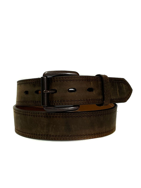 Ariat A1012702 Mens Leather Belt Dark Brown front view. If you need any assistance with this item or the purchase of this item please call us at five six one seven four eight eight eight zero one Monday through Saturday 10:00a.m EST to 8:00 p.m EST