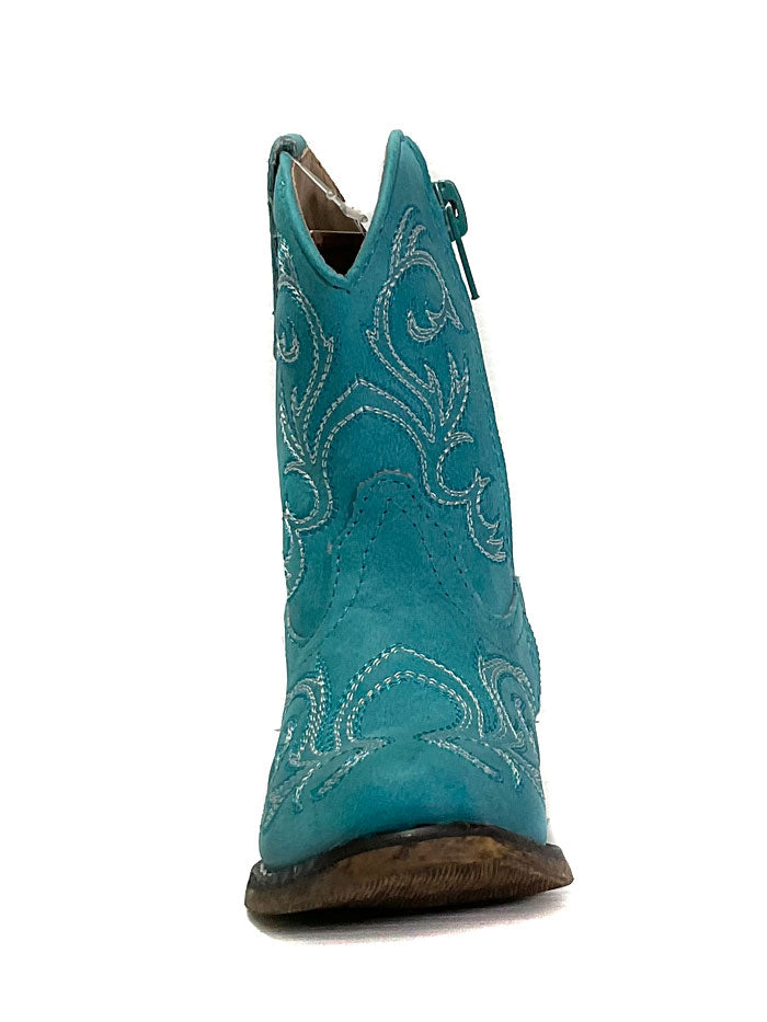 Roper 09-017-1566-2423 Toddlers Riley Western Boot Turquoise front and side view. If you need any assistance with this item or the purchase of this item please call us at five six one seven four eight eight eight zero one Monday through Saturday 10:00a.m EST to 8:00 p.m EST
