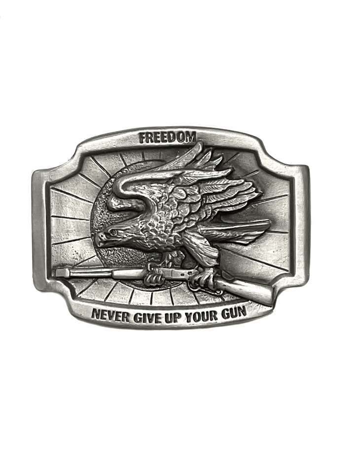 Colorado Silver Star E20-P Freedom Eagle Clutching Rifle Belt Buckle Pewter front view