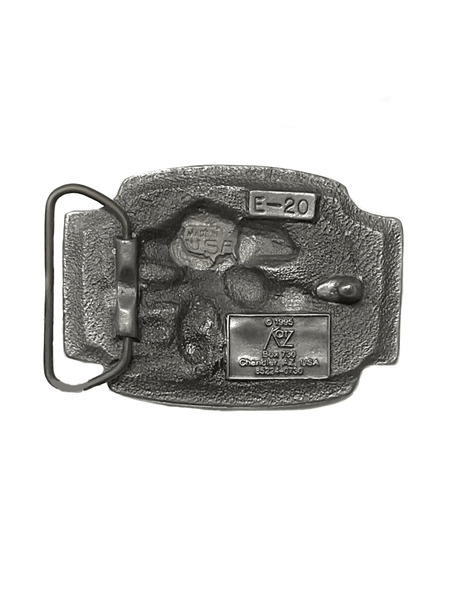 Colorado Silver Star E20-P Freedom Eagle Clutching Rifle Belt Buckle Pewter back view. If you need any assistance with this item or the purchase of this item please call us at five six one seven four eight eight eight zero one Monday through Saturday 10:00a.m EST to 8:00 p.m EST