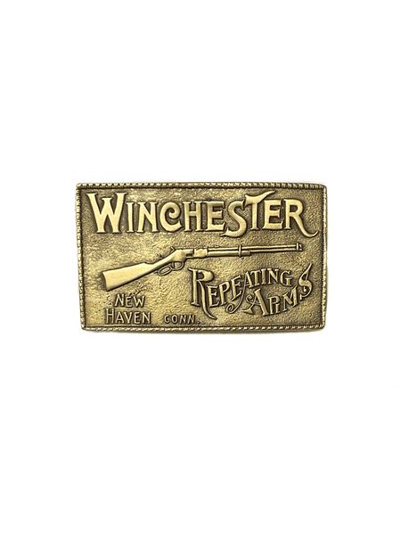Colorado Silver Star 5853-B Winchester Belt Buckle Brass front view. If you need any assistance with this item or the purchase of this item please call us at five six one seven four eight eight eight zero one Monday through Saturday 10:00a.m EST to 8:00 p.m EST