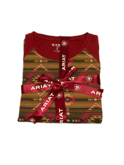 Ariat 10042604 Womens Long Sleeve Pajama Set Southwest Style Print Red folded as gift set. If you need any assistance with this item or the purchase of this item please call us at five six one seven four eight eight eight zero one Monday through Saturday 10:00a.m EST to 8:00 p.m EST