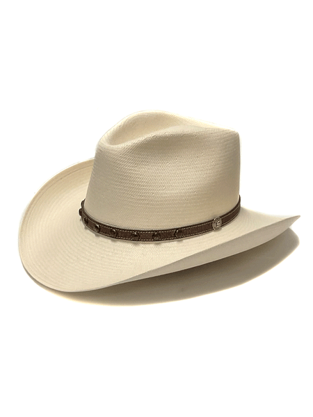 Stetson SSCPRS-403481 CYPRUS 8X Western Straw Hat Natural side and front view. If you need any assistance with this item or the purchase of this item please call us at five six one seven four eight eight eight zero one Monday through Saturday 10:00a.m EST to 8:00 p.m EST