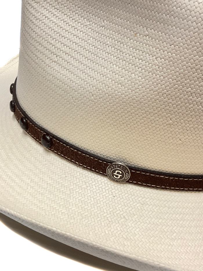 Stetson SSCPRS-403481 CYPRUS 8X Western Straw Hat Natural side and front view. If you need any assistance with this item or the purchase of this item please call us at five six one seven four eight eight eight zero one Monday through Saturday 10:00a.m EST to 8:00 p.m EST