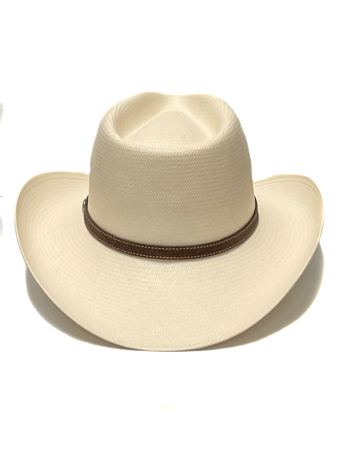 Stetson SSCPRS-403481 CYPRUS 8X Western Straw Hat Natural side and front view. If you need any assistance with this item or the purchase of this item please call us at five six one seven four eight eight eight zero one Monday through Saturday 10:00a.m EST to 8:00 p.m EST