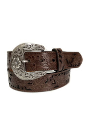 Nocona N3411502 Womens Hand Tooled Leather Belt Brown front view